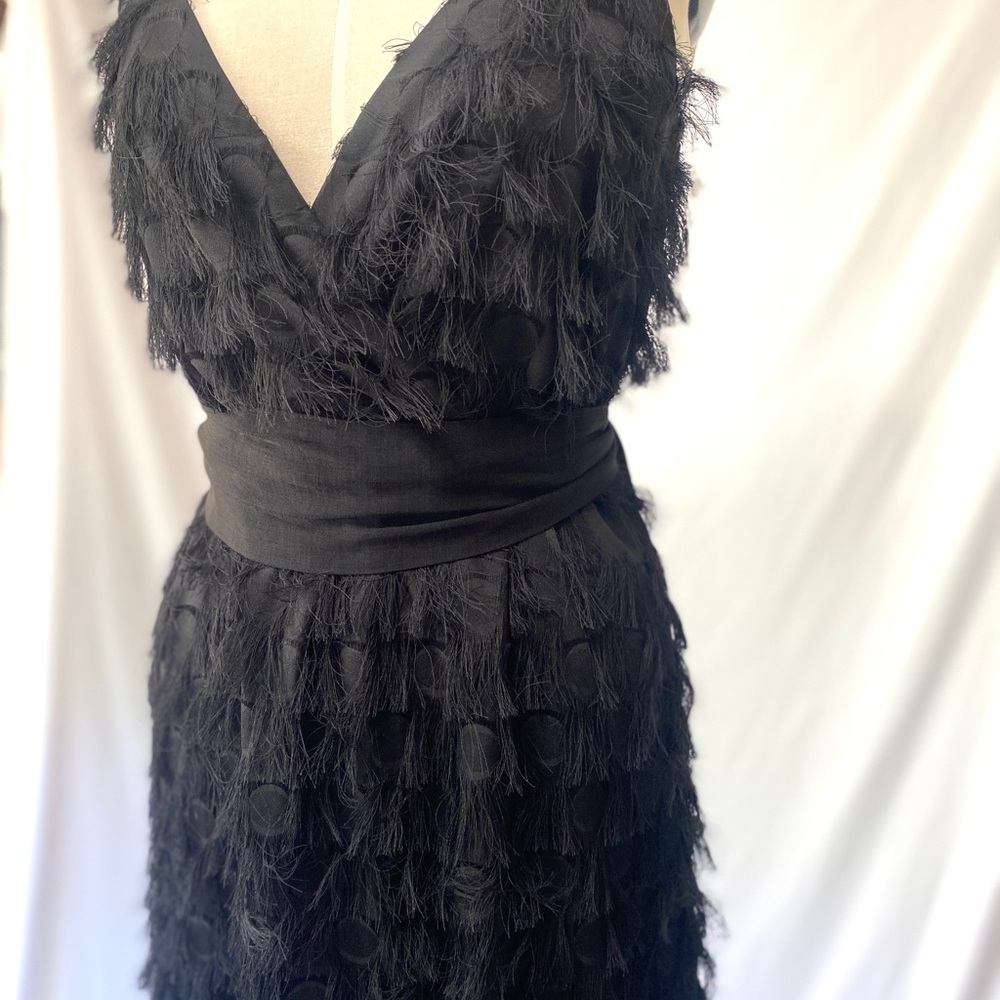 ALI + JAY Long Black Shag Fringe Dress with Spaghetti Straps XS - Picture 6 of 8